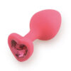 Silikonový růžový anální kolík s kamínkem ve tvaru srdce