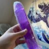 Průhledné gelové dildo s přísavkou fialový